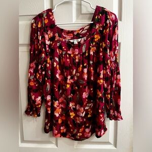 PIONEER WOMEN ~Floral square neck~Print Women's Blouse~Sm